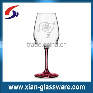 Promotional Clear Etched Wine Glasses Wholesale/clear Wine Glass With Colored Stem/colored Goblet thumbnail-1