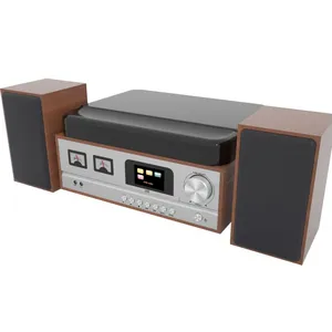 Turntable 7-in-1 Vinyl Turntable De Dl Record Player Vintage Wood With Bluetooth, FM Radio, Integrated Stereo Speakers, CD / MP3 /USB Play & Aux in thumbnail-3
