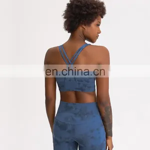 Customized Two Piece Tie Dye Leggings Match Sports Bra Yoga Sets Hight Quality Women Workout Gym Wear thumbnail-5