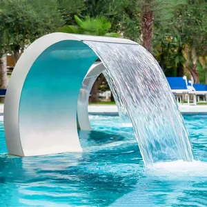Pool & Garden Cascade Waterfall Brushed Finishing 304 Stainless Steel Fountain Outdoor Spray Water Curtain for Decoration thumbnail-1