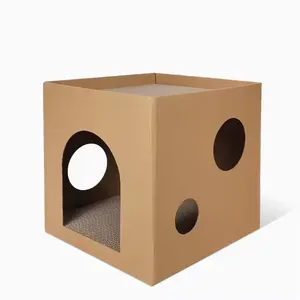 Custom Logo Cardboard Cat Corrugated Paper House Cat House and Scratcher Cat Scratching Board Kitten Paper Cattery thumbnail-2