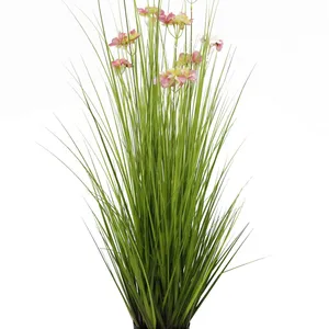 Free Samples Artificial Grass Plastic Potted Indoor Grass Decorations Onion Grass for Indoor Restaurant Home Decor thumbnail-1