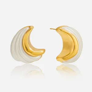 Custom Waterproof Stainless Steel Heart Earrings - 18K Gold Plated Fashion Jewelry thumbnail-3