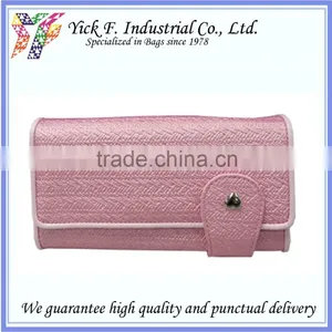Compartment Pink PU Leather Women Ladies Long Wallet thumbnail-1