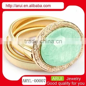 Hot Sale Gold Waist Chain Vintage Gold Frame Oval Stone Belly Chain thumbnail-1