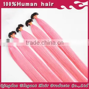 New Style Sliky Straight Natural Color Human Hair Pink Hair Extensions thumbnail-6