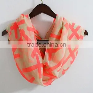 2015 Foreign Trade Latest Design Classic Cross Printed Polyester Infinity Scarf and Shawl Women thumbnail-5