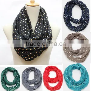 Fashion Women Hijab Shawl Polka Dot Gold Stamping Polyeter Viscose Scarf thumbnail-1