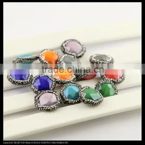 LFD-0090B Wholesale Faceted Stone Beads, Hexagon Shape,with Crystal Paved Loose Connector Beads For Jewelry Making thumbnail-4