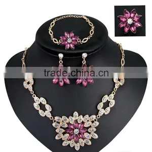 Women Bridal Wedding Jewelry Sets Charm Crystal Flower Pendant Jewelry Sets Shininy Bijoux Femme 2016 thumbnail-2