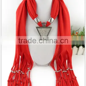 2015 Lovely New Arrival Hot Selling Ladies' Scarf Brand Big Cotton Lady Scarf Full Diamond Triangle Alloy Pendant Jewelry Scarf thumbnail-1