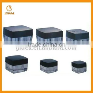5ml 10ml 15ml 30ml 50ml 100ml Acrylic Square Double Wall Plastic Black Cap Cream Jar thumbnail-1