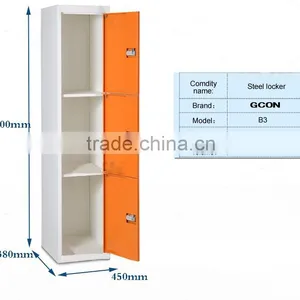 Colorful 3 Door Security Small Gym Lockers Metal School Lockers thumbnail-3