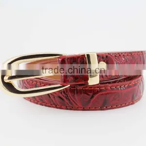 Women's Classic Patent PU Leather Belt With Gold Buckle /CROCO Faux Leather Belt for Lady thumbnail-4