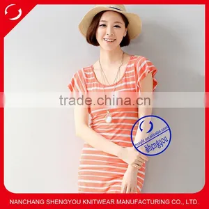 2015 China Supplier Custom Women Yarn Dyed Longline t Shirts Wholesale thumbnail-1