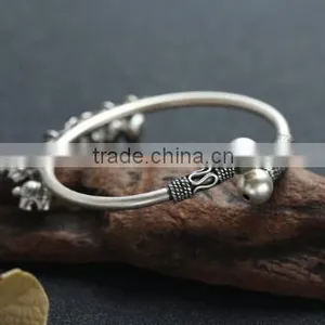 Antique Adjustable 925 Sterling Silver Elephant Cuff Bracelet thumbnail-4