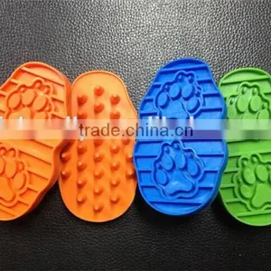 Colorful Dog Grooming Pet Soft TPR Rubber Massage Brush thumbnail-1