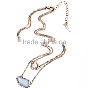 Wholesale Fashion Long Chain Necklace 2 Multilayer Round Square Gold Chain Necklace thumbnail-3