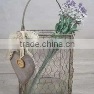 Decorative Glass Flower Planters With Wire Mesh Basket thumbnail-3