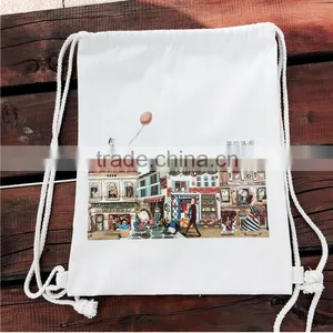 Custom Printing Cotton Bag Tote Bag Backpack Drawstring Bag for Shopping thumbnail-5