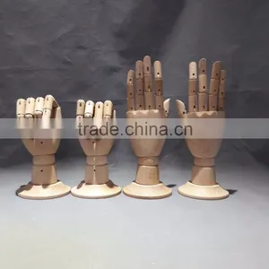 25cm Height Female Right Wooden Hand Beech Wood With Round Wooden Base thumbnail-4