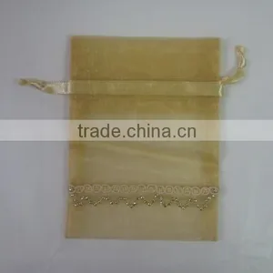 Hot Sale Gold Fabric Organza Bag Pouch thumbnail-1