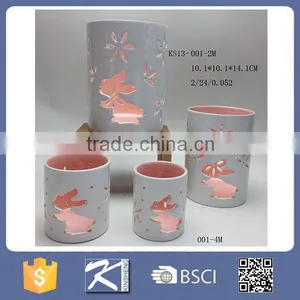 Easter Ornament White Porcelain Rabbit Shape Tealight Candle Holder for Sale thumbnail-4