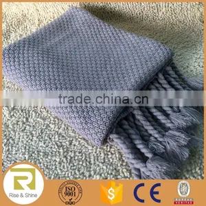 Wholesale 100% Acrylic Heavy Waffle Knit Thick Fringed Throw Blanket Quality Choice thumbnail-1