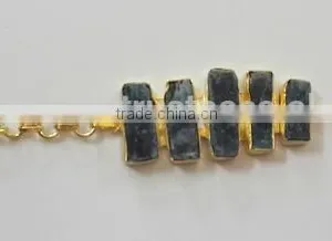 Dark Green Kyanite Vermeil 925 Sterling Silver Bracelet, Designer Vermeil Jewelry, 925 Designer Jewelry thumbnail-1
