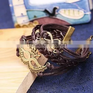 Alloy Deathly Hallows Snitch Owl Black Synthetic Leather Bracelet thumbnail-1