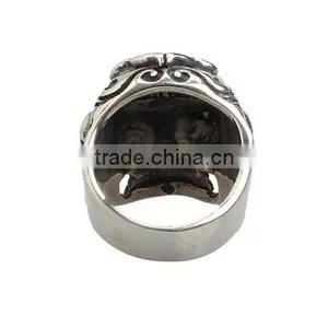 Stainless Steel Titanium Silver Men's Skull Men Cool Biker Punk Ring Retro thumbnail-4
