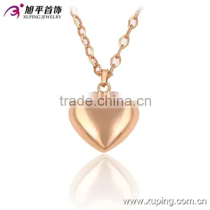 Xuping Fashion Long Necklace, China Wholesale Rose Gold Heart None Stone Polish Pendant Necklace thumbnail-1