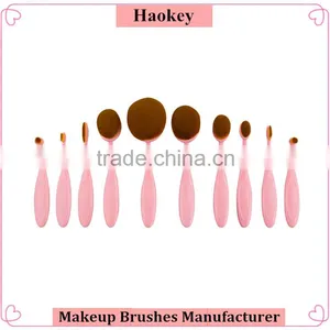 10pcs Beauty Pink Color Foundation Power Oval Makeup Brush Set Quality Choice Supplier's Choice thumbnail-1