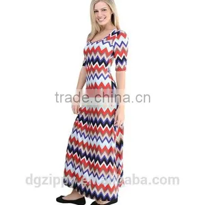 2016 New Fashion Design Plus Size Pakistani Chevron Print Maxi Dress thumbnail-4