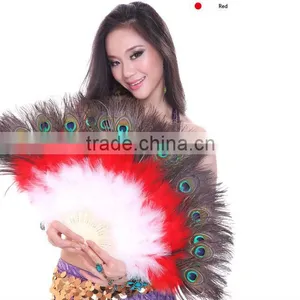 Nice Belly Dance Ostrich Feather Fan , Feather Fans for Dance thumbnail-1