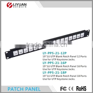 LY-PP5-21-12P 19"1U UTP Blank 12 Ports/16 Ports/18 Ports Use for UTP Keystone Jacks Patch Panel thumbnail-1