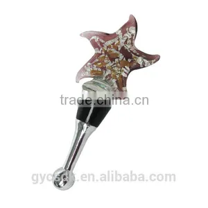 Gold Sand and Silver Foil Starfish Shaped Colorful Murano Glass Wine Stopper for Gifts thumbnail-5