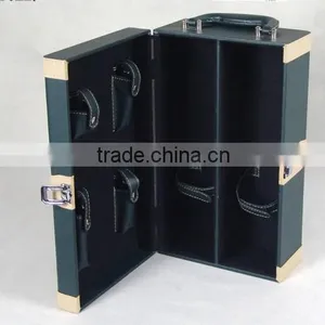 Custom High Quality PU Leather Wine Box Wooden Box the Latest Packaging With Two Bottle thumbnail-1
