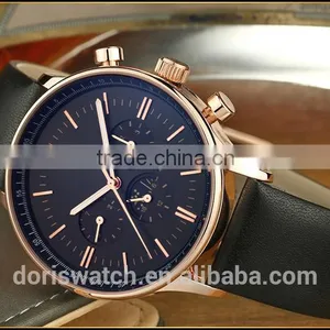 New Products With Your Logo Luxury Three Eyes Case Leather Light at Night Sports Watches Men thumbnail-5