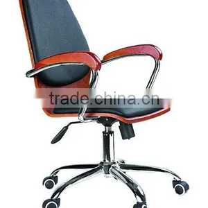Wooden Seatrest and Backrest Swivel Metal Chairs With Armrest thumbnail-1