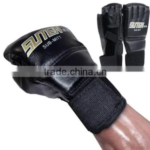 New Leather MMA Muay Thai Training Punching Bag Half Mitts Sparring Boxing Gloves thumbnail-3