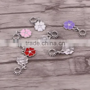 Antique Silver Plated Enamel Charms Dangle Beads European Big Hole Pendant Beads Fit Charm Bracelets Fine Jewelry thumbnail-2