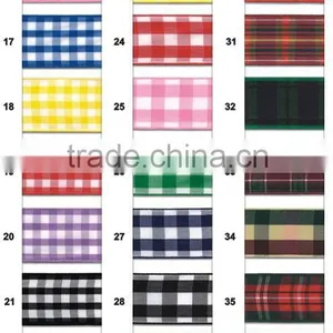 New Gingham Grosgrain Ribbons ,mixed Colors, 5/8" to 1-1/2" Wide Double Side Gingham,50 Yard / Roll. thumbnail-3
