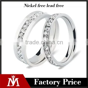 White Cubic Zirconia Eternity 316L Stainless Steel Wedding Band Ring for Lover thumbnail-1