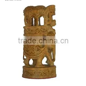 Sandalwood Regular Carved Ambabari Elephant thumbnail-1