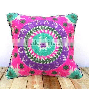 Indian Embroidry White Cushion Cover thumbnail-1