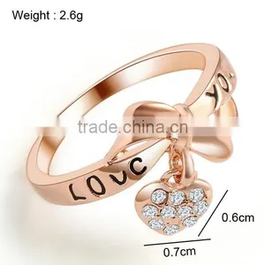 O Rings Jewelly Fashion Crystal Heart Love Letter Ring thumbnail-1