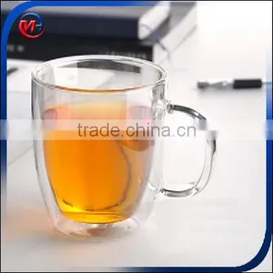 Heat Resistant Glass Double Deck Glass 350 Ml/Sanzo Custom Glassware Manufacturer Borosilicate Hand Made Double Wall Glass With thumbnail-1