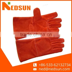Protective Double Palm 14'' Leather Welding Gloves thumbnail-1
