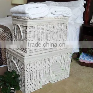 2014 Eco-friendly Multifunctional White Wicker Storage Basket With Lid thumbnail-1